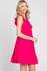 Fuchsia Ruffle Sleeveless Mini Dress