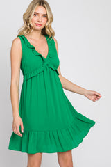 Green Ruffle Sleeveless Mini Dress