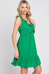 Green Ruffle Sleeveless Mini Dress