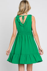 Green Ruffle Sleeveless Mini Dress