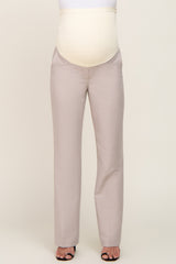 Beige Wide Leg Maternity Dress Pants