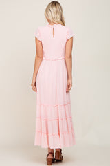 Light Pink Smocked Ruffle Accent Tiered Maxi Dress