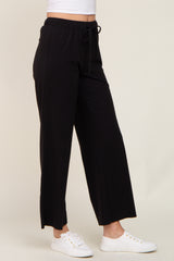 Black Basic Drawstring Waist Lounge Pants