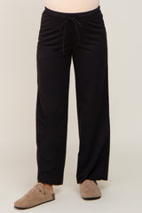 Black Basic Drawstring Waist Maternity Lounge Pants