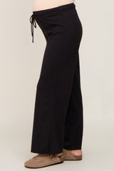 Black Basic Drawstring Waist Maternity Lounge Pants