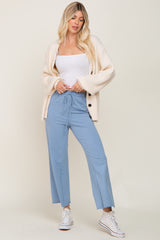 Blue Basic Drawstring Waist Lounge Pants