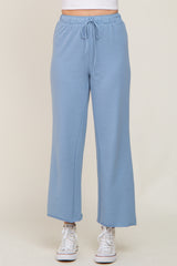 Blue Basic Drawstring Waist Lounge Pants