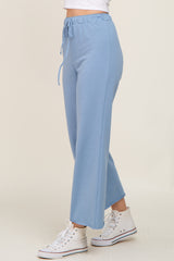 Blue Basic Drawstring Waist Lounge Pants