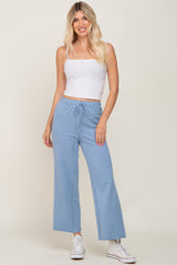 Blue Basic Drawstring Waist Lounge Pants