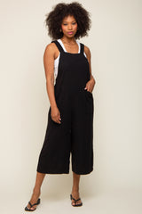 Black Sleeveless Cropped Maternity Jumpsuit