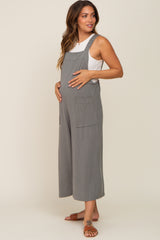 Olive Sleeveless Cropped Maternity Jumpsuit