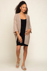 Beige Dolman Short Sleeve Cardigan