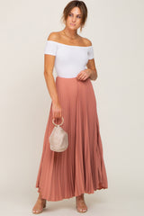 Mauve Pleated Maxi Skirt