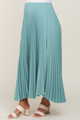 Light Olive Pleated Maternity Maxi Skirt