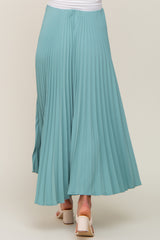 Light Olive Pleated Maternity Maxi Skirt