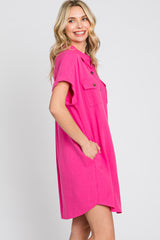 Fuchsia Button Down Dress