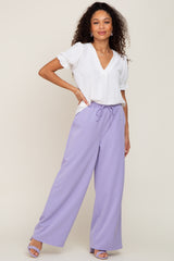 Lavender Drawstring Wide Leg Pants