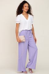 Lavender Drawstring Wide Leg Pants