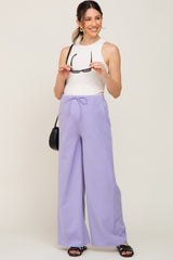 Lavender Drawstring Wide Leg Maternity Pants