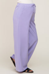 Lavender Drawstring Wide Leg Maternity Pants