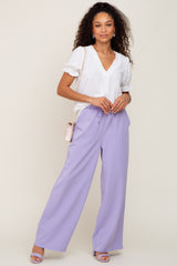 Lavender Drawstring Wide Leg Pants