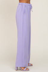 Lavender Drawstring Wide Leg Pants