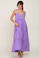 Lavender Tiered Sleeveless Maxi Dress