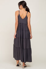 Charcoal Tiered Sleeveless Maxi Dress