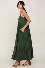 Green Tiered Sleeveless Maxi Dress