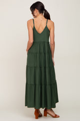 Green Tiered Sleeveless Maxi Dress