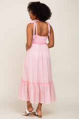 Pink Gingham Colorblock Dress