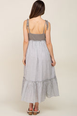 Sage Gingham Colorblock Maternity Dress