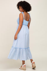 Light Blue Gingham Colorblock Dress