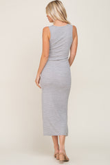 Heather Grey Sleeveless Striped Maxi Dress