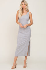 Heather Grey Sleeveless Striped Maxi Dress