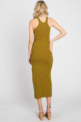 Olive One Shoulder Cutout Side Slit Midi Dress