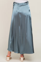 Teal Hi-Lo Satin Maternity Wrap Skirt