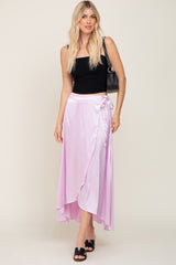 Lavender Hi-Lo Satin Wrap Skirt