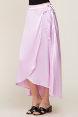 Lavender Hi-Lo Satin Wrap Skirt