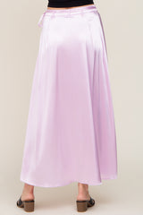 Lavender Hi-Lo Satin Wrap Skirt