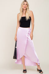 Lavender Hi-Lo Satin Wrap Skirt