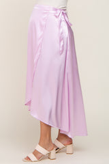 Lavender Hi-Lo Satin Maternity Wrap Skirt