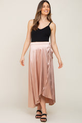 Gold Hi-Lo Satin Maternity Wrap Skirt