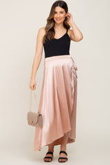 Gold Hi-Lo Satin Maternity Wrap Skirt