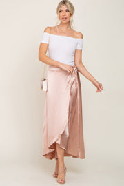 Gold Hi-Lo Satin Wrap Skirt