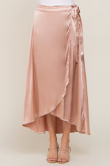 Gold Hi-Lo Satin Wrap Skirt