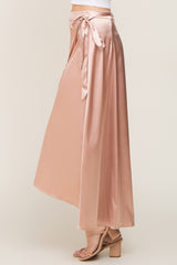 Gold Hi-Lo Satin Wrap Skirt