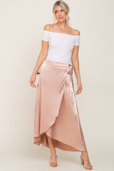 Gold Hi-Lo Satin Wrap Skirt