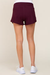 Burgundy Wrap Side Maternity Track Shorts