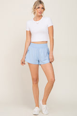 Light Blue Wrap Side Track Shorts